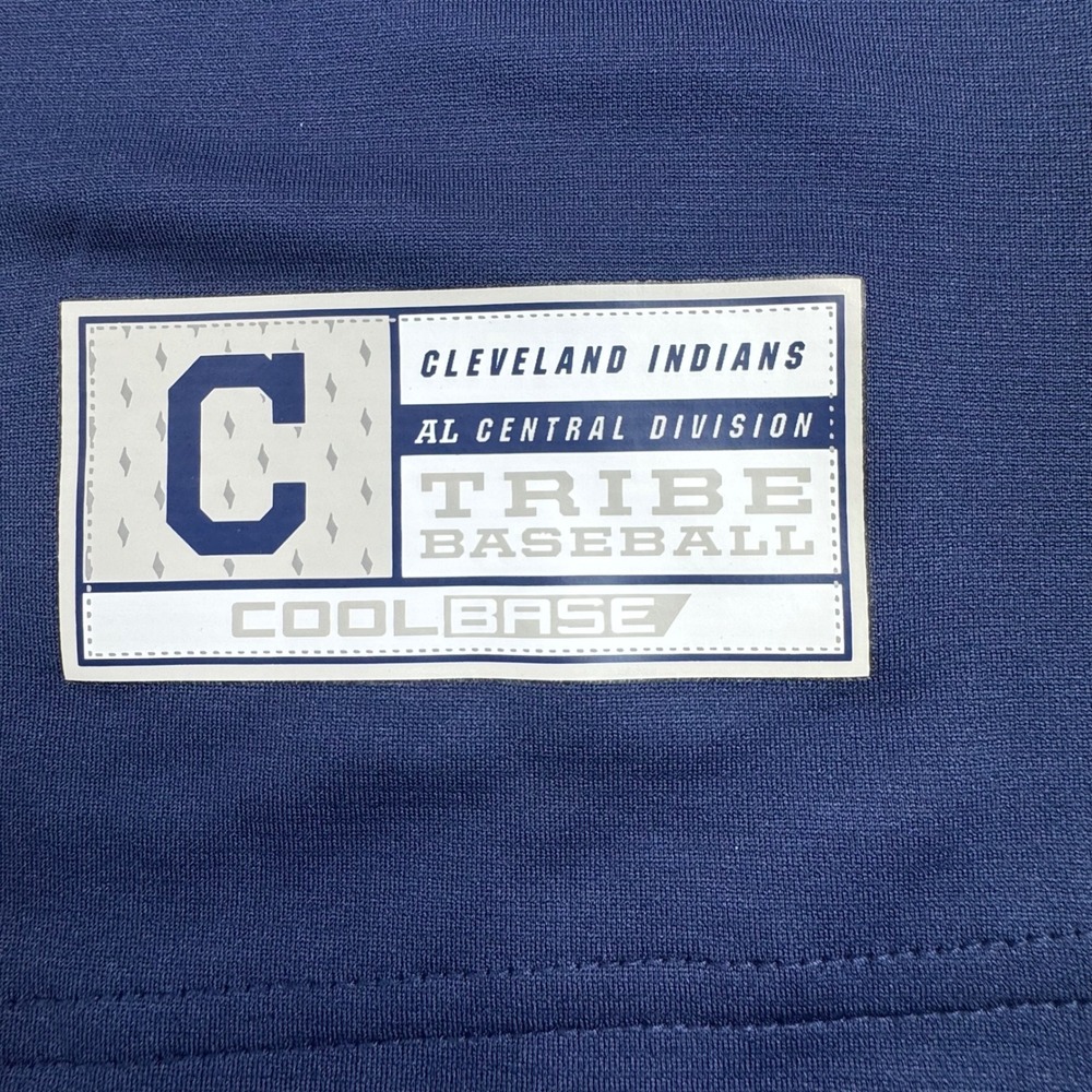 Majestic Cleveland Indians Baseball Jersey Mens‎ Large Navy Blue Cool Base M8FJ - Picture 2 of 11